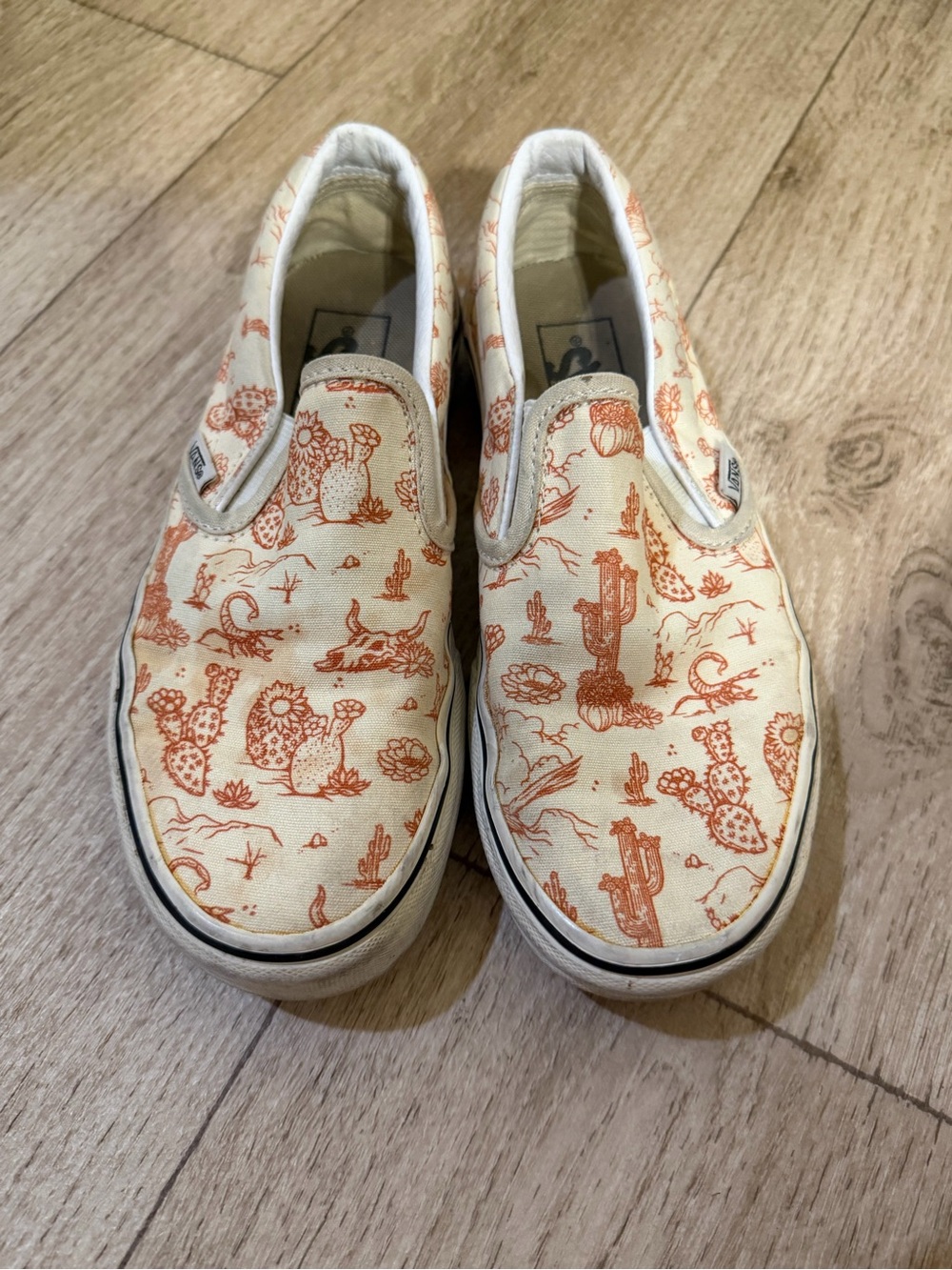 Vans womens Classic Slip-On in Cream with Orange Desert Print